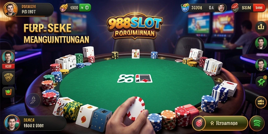 Screenshot utama 988SLOT menampilkan gameplay Poker yang mendebarkan.