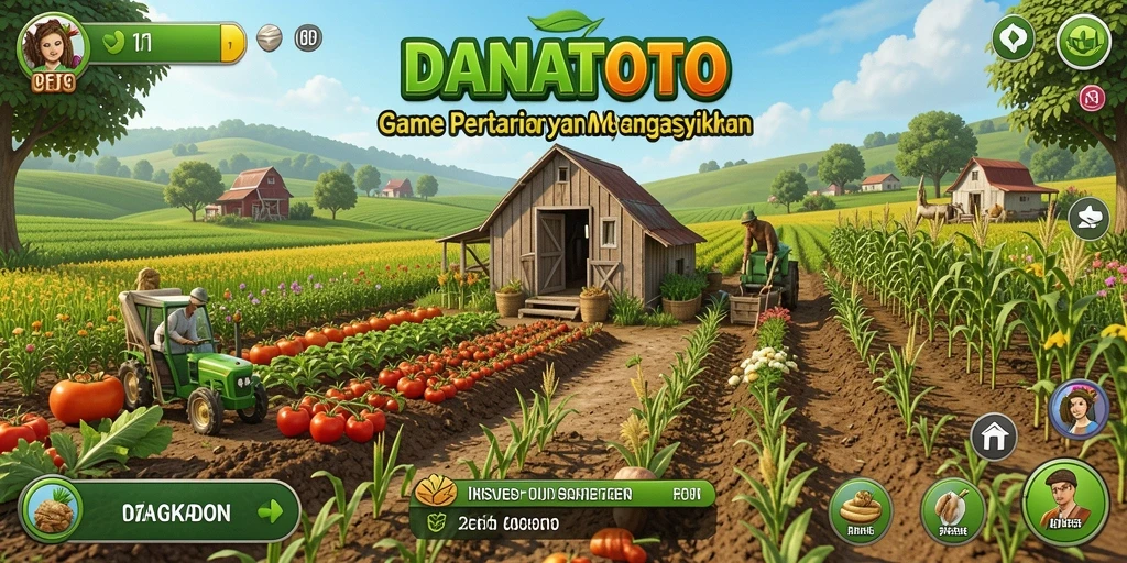 Tampilan gameplay yang menarik dari DANATOTO dengan elemen pertanian.