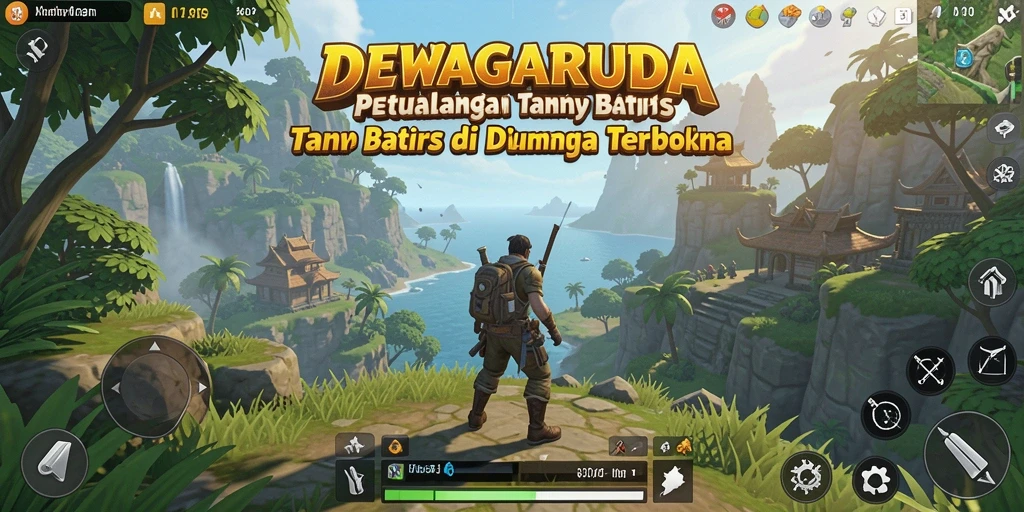 Screenshot gameplay DEWAGARUDA yang menunjukkan keindahan dunia terbuka.