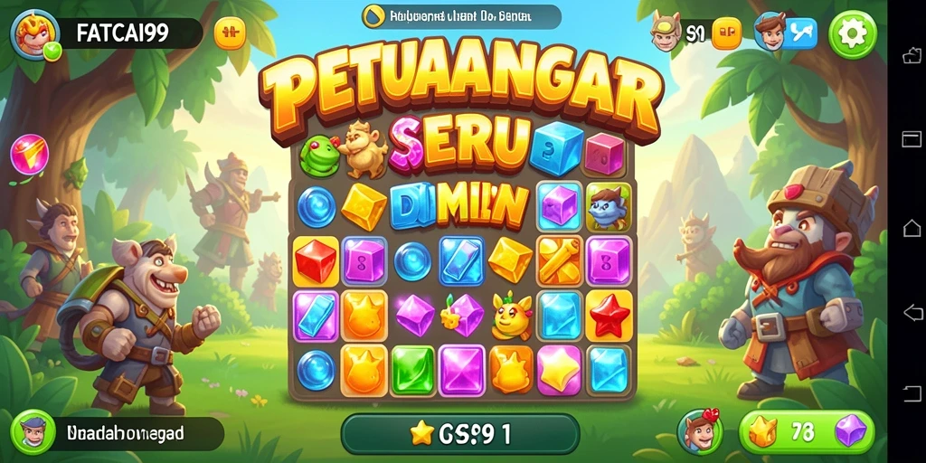 Menampilkan gameplay seru dari game Match-3 FATCAI99.