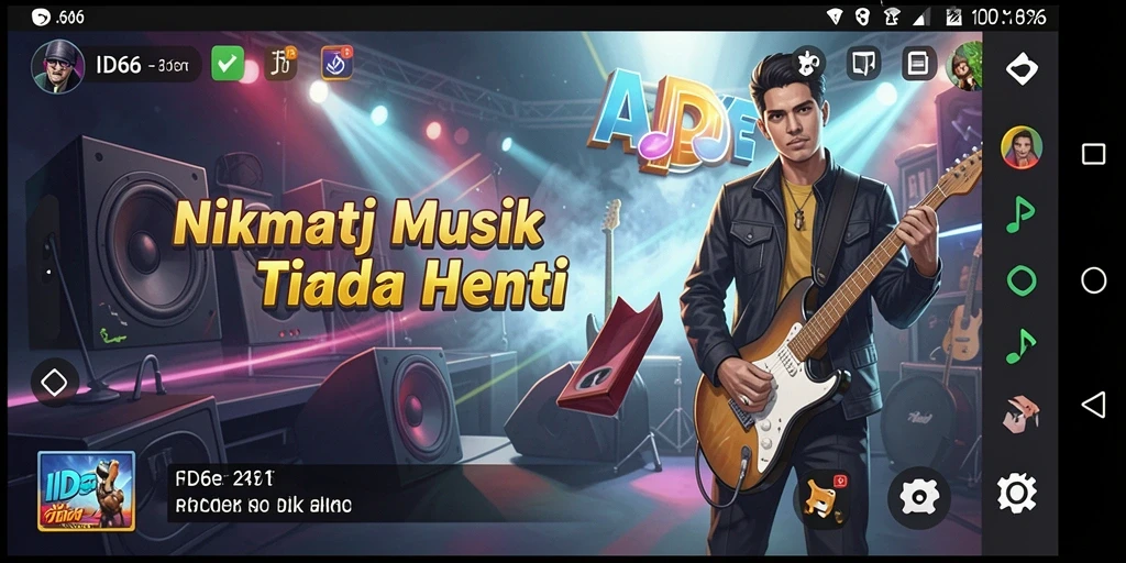 Screenshot gameplay ID66 menampilkan interaksi seru dengan musik.