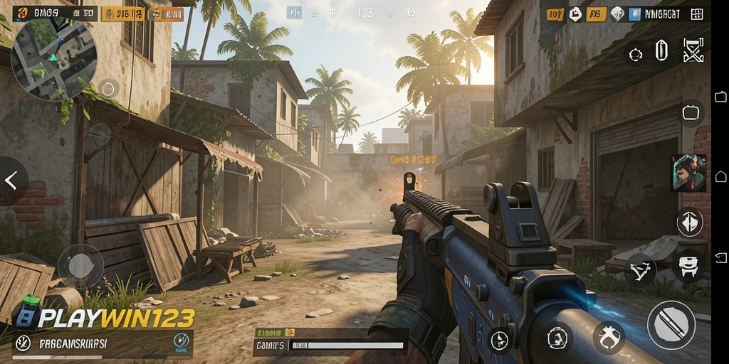 Tangkapan layar utama PLAYWIN123 menunjukkan aksi tembak menembak yang mendebarkan.